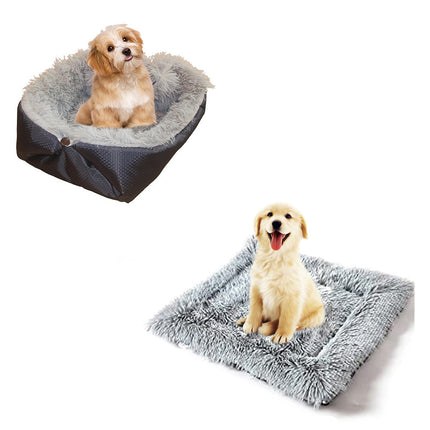 NNEAGS Black Dual-purpose Cushion Nest Cat Dog Bed Warm Plush Kennel Mat Pet Home Travel Essentials
