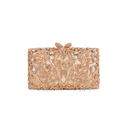 Gold Crystal Embellished Clutch Bag