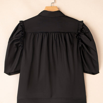 Analeia Puff Sleeve Collared Shirt