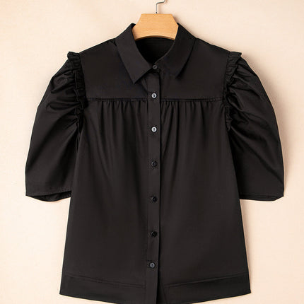 Analeia Puff Sleeve Collared Shirt