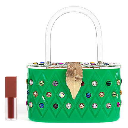 Womens Emerald Rainbow  Top Handle Clutch Bag