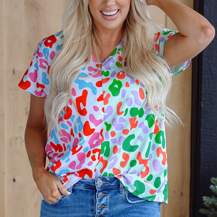 Artemis Leopard V-Neck Blouse