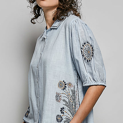POL Embroidered Floral Shirt