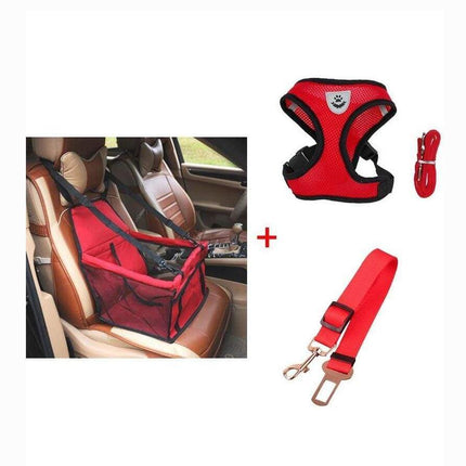 Luxury Pet Travel Bundle: Car Seat Carrier, Harness & Leash Set, And Car Safety Belt