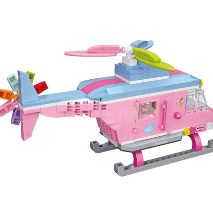 Pink Helicopter Building Block Puzzle Toy