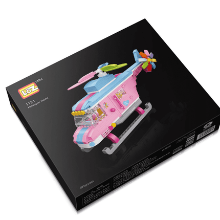 Pink Helicopter Building Block Puzzle Toy