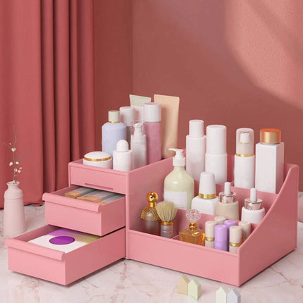NNESN Baby Pink Cosmetic Storage Box - Medium-Sized Makeup Organizer with Drawers