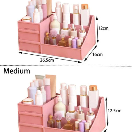 NNESN Baby Pink Cosmetic Storage Box - Medium-Sized Makeup Organizer with Drawers