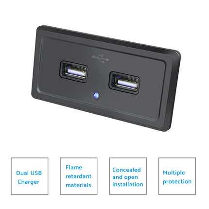 Dual USB Port Fast Charger Socket Power Outlet Panel 3.1A Suitable For Motorcycle Car RV