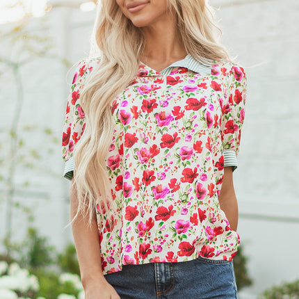 Romy Floral Patchwork Collar Blouse