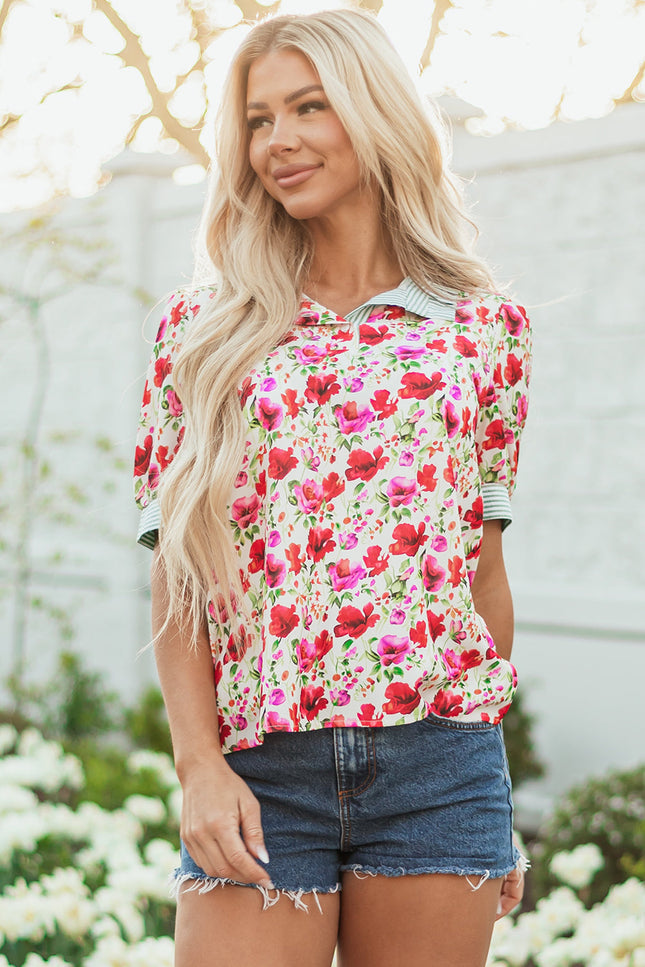 Romy Floral Patchwork Collar Blouse