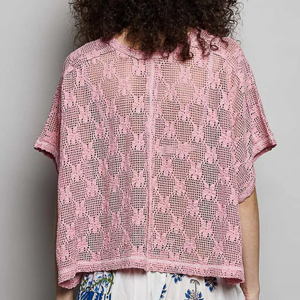 POL Crochet Lace Casual Top