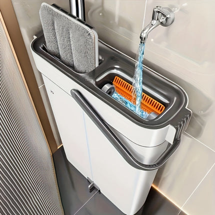 Hands-Free Flat Mop Cleaning Set with Bucket