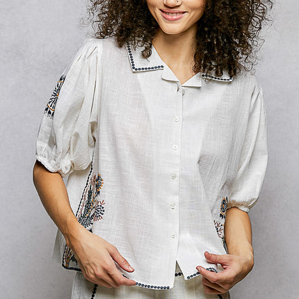 POL Embroidered Floral Shirt