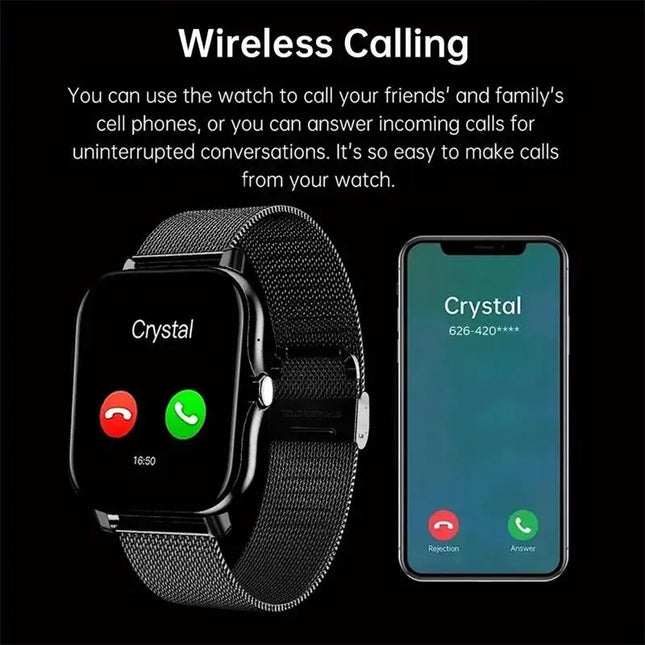 Smart Watch Android Bluetooth Call Fitness Tracker (Black)