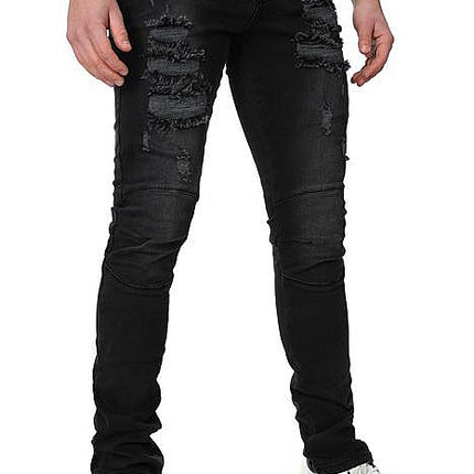 Destroyed Denim Biker Jeans