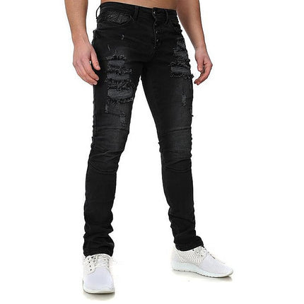 Destroyed Denim Biker Jeans