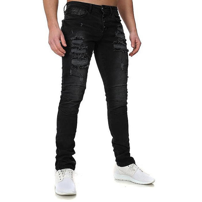 Destroyed Denim Biker Jeans