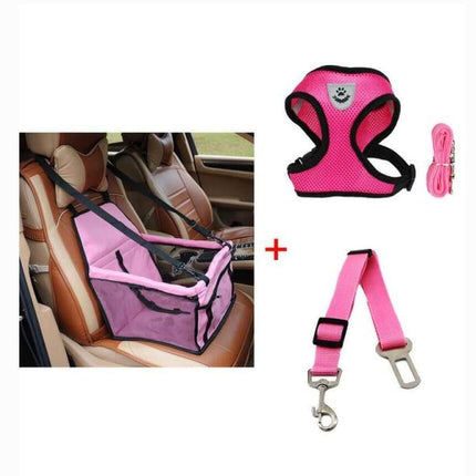 Luxury Pet Travel Bundle: Car Seat Carrier, Harness & Leash Set, And Car Safety Belt