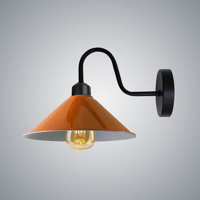 Modern Orange LED Wall Light | 22cm Metal Cone Sconce Indoor Lighting ~5519