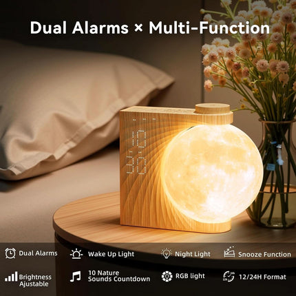 Sunrise Alarm Clock With Moonlight Nightstand Illumination