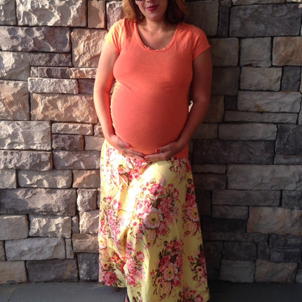 Beige Floral Maternity Skirt