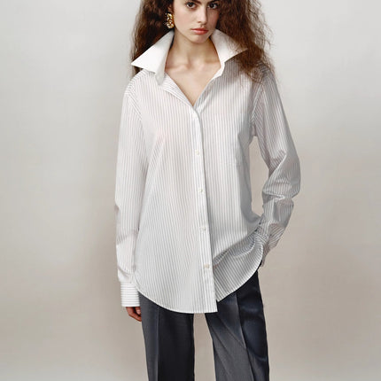 Classic Contrast Stripe Lapel Shirt