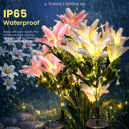 GIGALUMI Solar Garden Lights Lily Garden Decor Carefree Solar Flowers