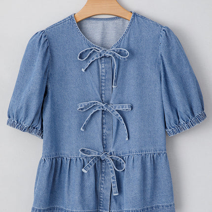 Hope Bubble Sleeve Denim Shirt