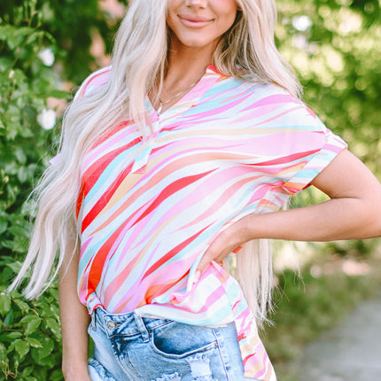 Cali Abstract Short Sleeve Blouse