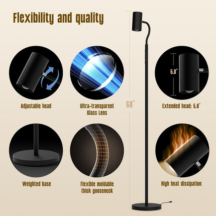 68 Inch Floor Lamp LED Lighting Gooseneck Adjustable Dimming