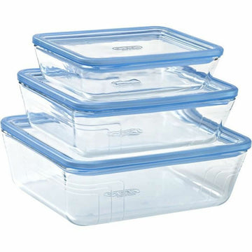 Set of lunch boxes Pyrex Blue Transparent 3 Pieces