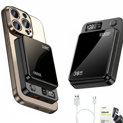 NNETM 10000mAh Magnetic Wireless Power Bank – 30W PD Fast Charging, Dual Output & 15W Wireless
