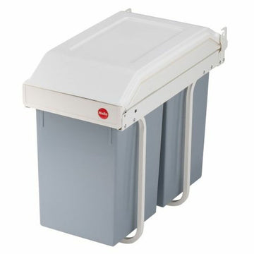 Waste bin Hailo Multi-Box duo L White Grey Cream Steel Plastic 2 drawers 14 L Integrable (2 Units)