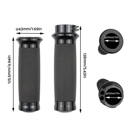 1-inch Pair Black Hand Grip Handle Bar Suitable For Harley-Davidson Touring 2000-2020 / Dyna 2000-2017 / Sportster 2004-2020