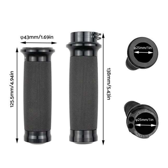 1-inch Pair Black Hand Grip Handle Bar Suitable For Harley-Davidson Touring 2000-2020 / Dyna 2000-2017 / Sportster 2004-2020