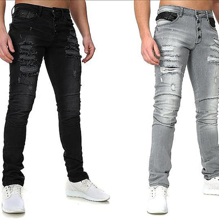 Destroyed Denim Biker Jeans