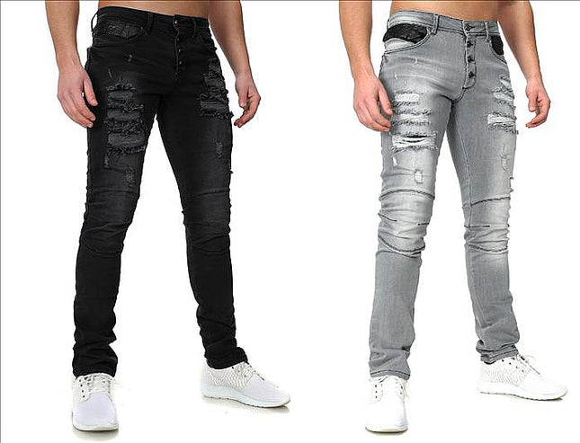 Destroyed Denim Biker Jeans