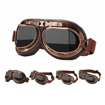 Vintage Pilot Motorcycle Racing Goggles Retro Aviator ATV UTV Dirt Bike Eyewear