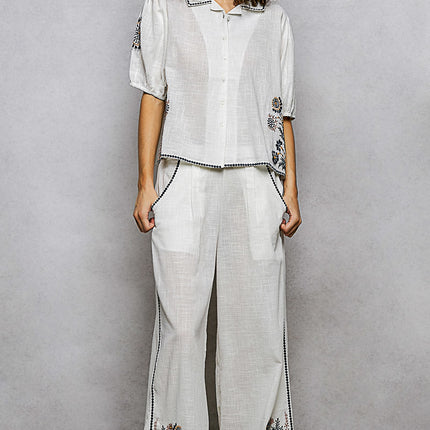 POL Embroidered Floral Shirt