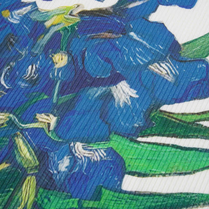 Printed Ribbed T-Shirts-Blue Floral