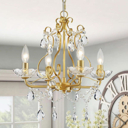 Crystal Pendant Chandelier Flush Mount Lighting Gold