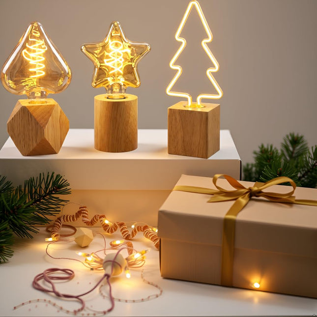 Triple Wood Table Lamps for Ambient Mood Lighting~6512