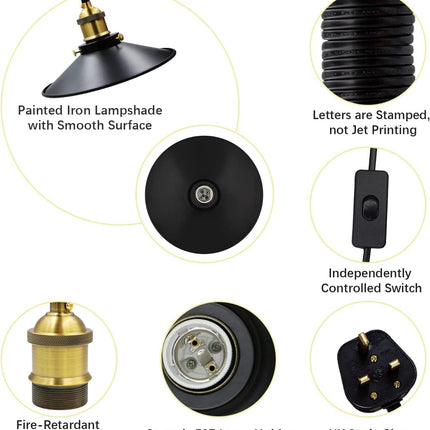 4m Plug in Pendant Lighting Metal ~6217