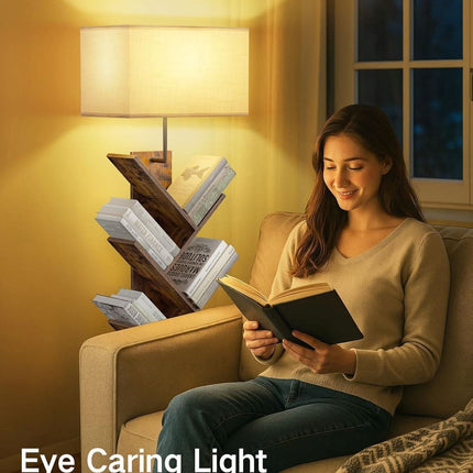 Rustic Brown 9 Tier Tree Bookshelf With LED Lighting