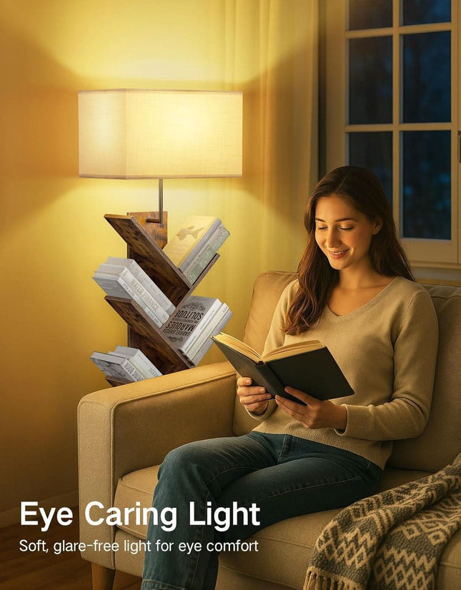 Rustic Brown 9 Tier Tree Bookshelf With LED Lighting