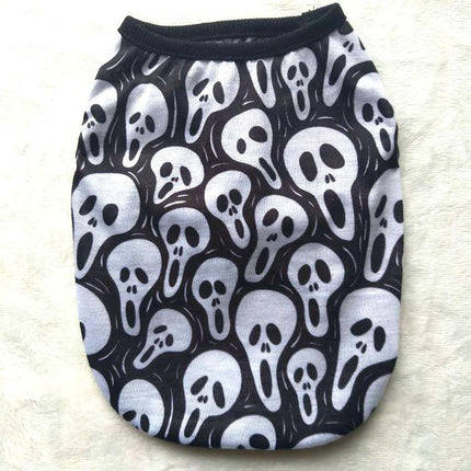 Skull Halloween Pet Clothes: Spooky Ghost Head Vest