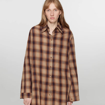 Tea Grid Retro Plaid Shirt