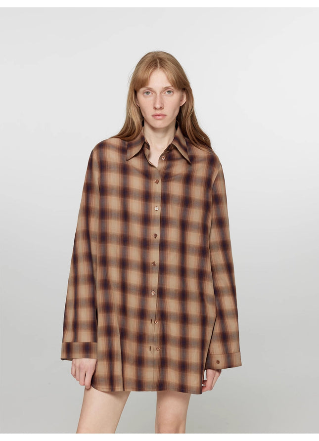 Tea Grid Retro Plaid Shirt