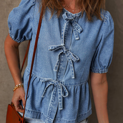 Hope Bubble Sleeve Denim Shirt